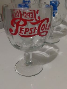 Pepsi Stemmed Glass with Red Logo